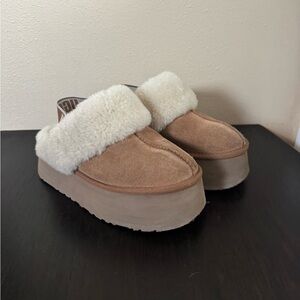 Ugg Women's Funkette Slingback Platform Clog Slippers Chestnut Size US 8